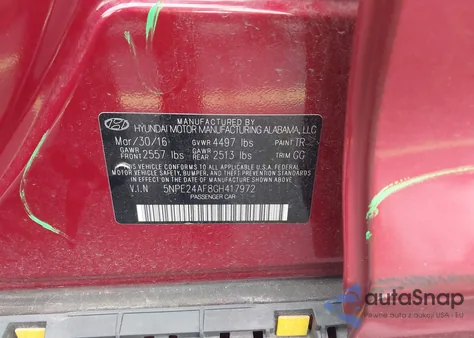 2016 Hyundai Sonata из США, поврежденный, VIN 5NPE24AF8GH417972